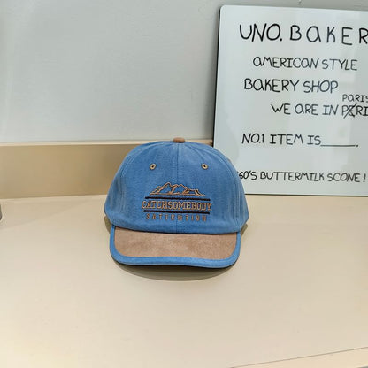 Panel Cap Embroidered Color Short Brim Lettering