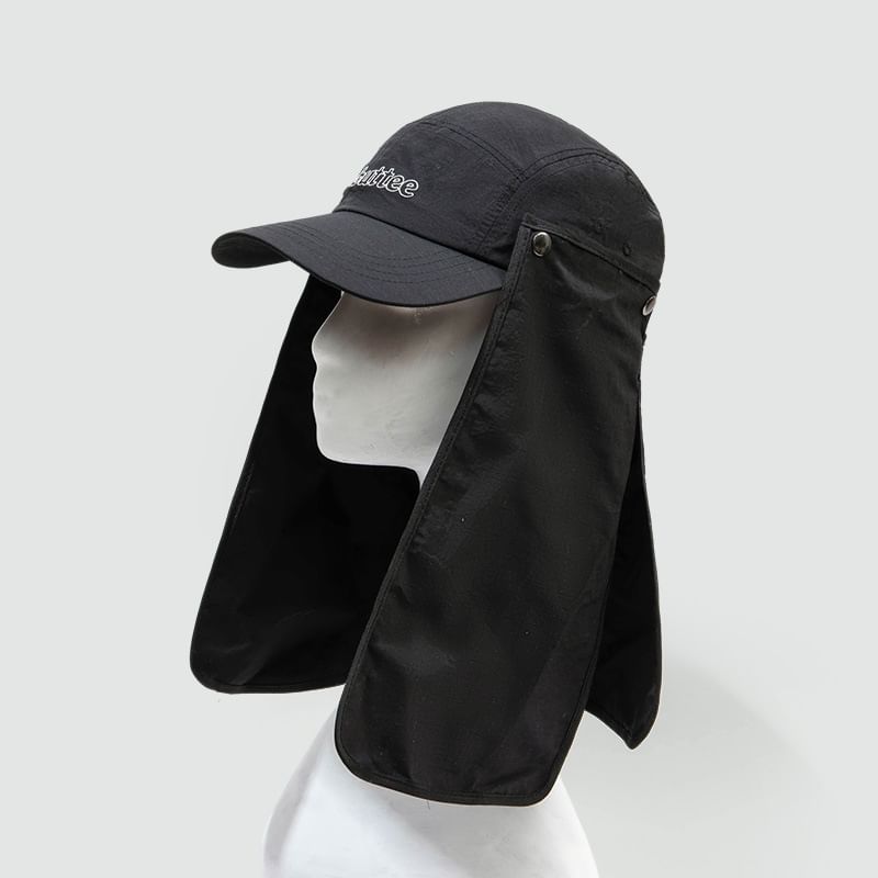 Lettering Embroidered Baseball Cap with Sun Protection Neck Flap