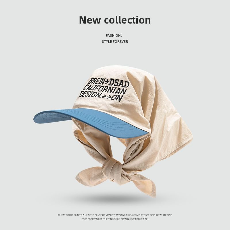 Embroidered Head Lettering Scarf with Brim