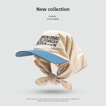 Embroidered Head Lettering Scarf with Brim