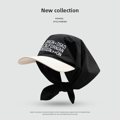 Embroidered Head Lettering Scarf with Brim