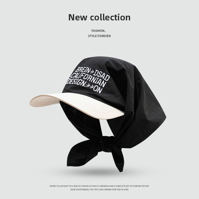 Embroidered Head Lettering Scarf with Brim