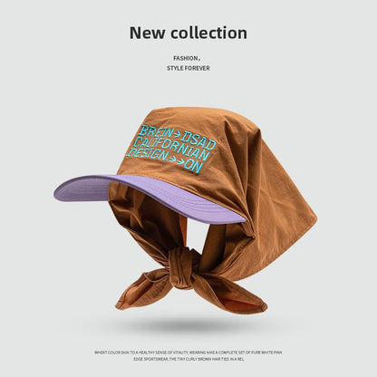 Embroidered Head Lettering Scarf with Brim