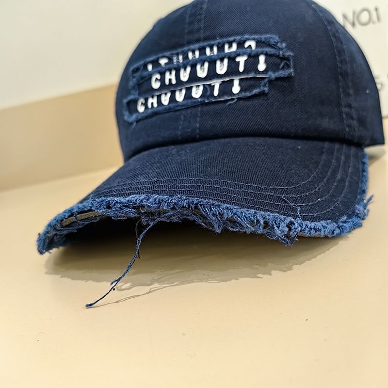 Cap Baseball Distressed Embroidered Lettering