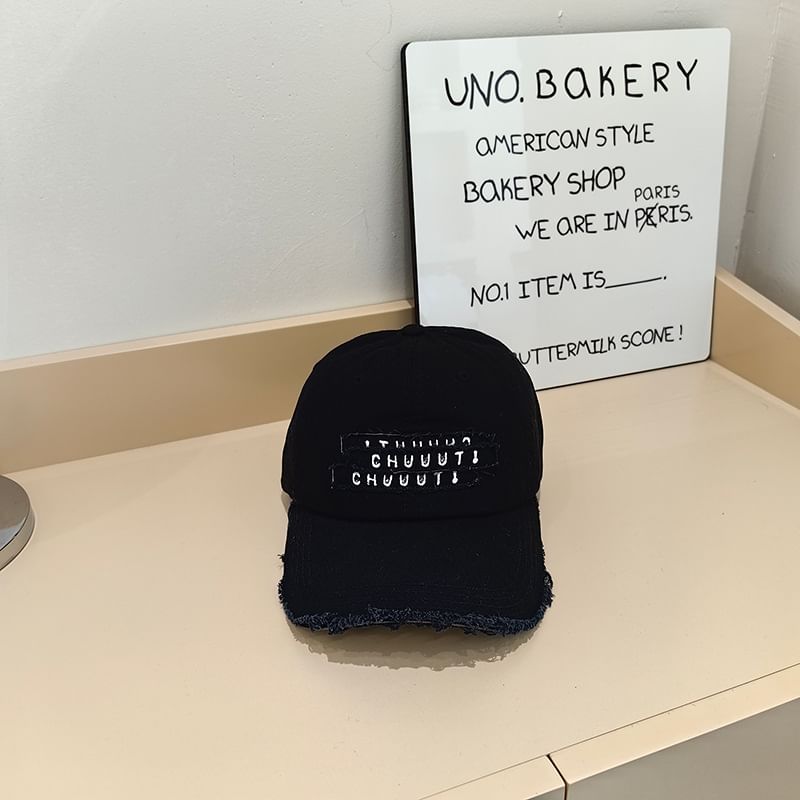 Cap Baseball Distressed Embroidered Lettering