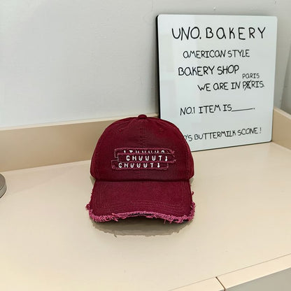 Cap Baseball Distressed Embroidered Lettering