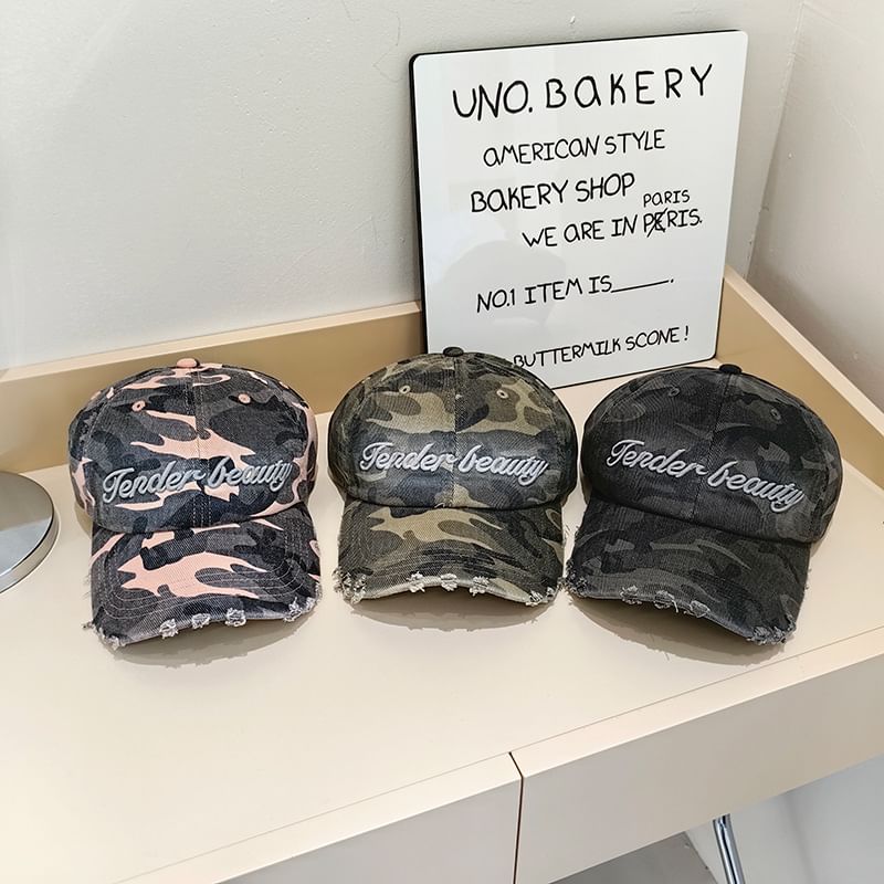 Cap Lettering Baseball Distressed Embroidered