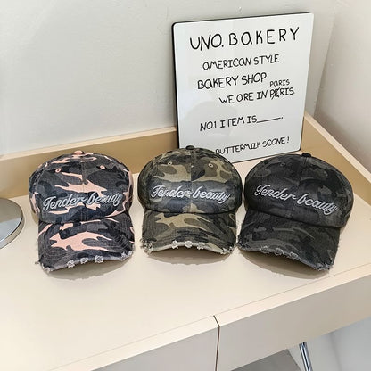 Cap Lettering Baseball Distressed Embroidered