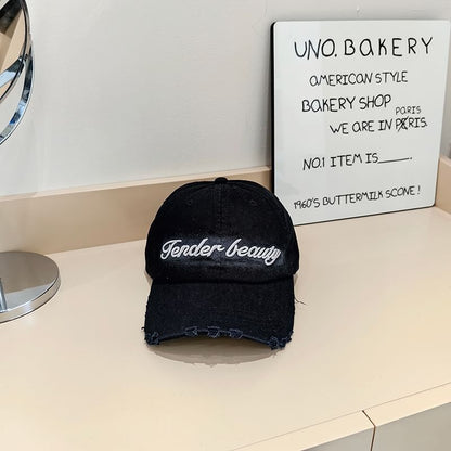 Cap Lettering Baseball Distressed Embroidered