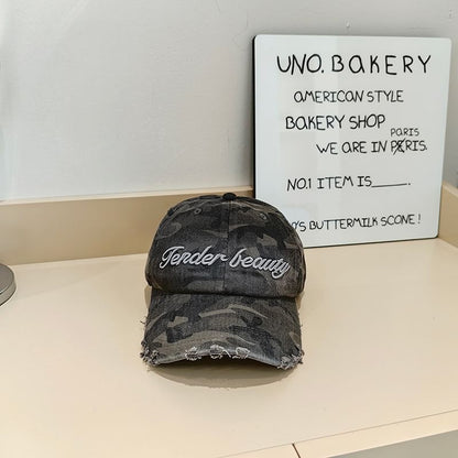 Cap Lettering Baseball Distressed Embroidered