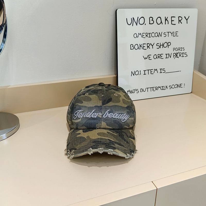 Cap Lettering Baseball Distressed Embroidered