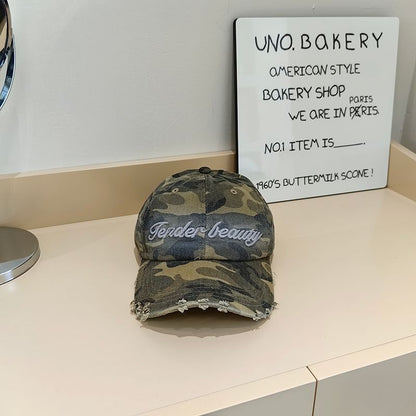 Cap Lettering Baseball Distressed Embroidered