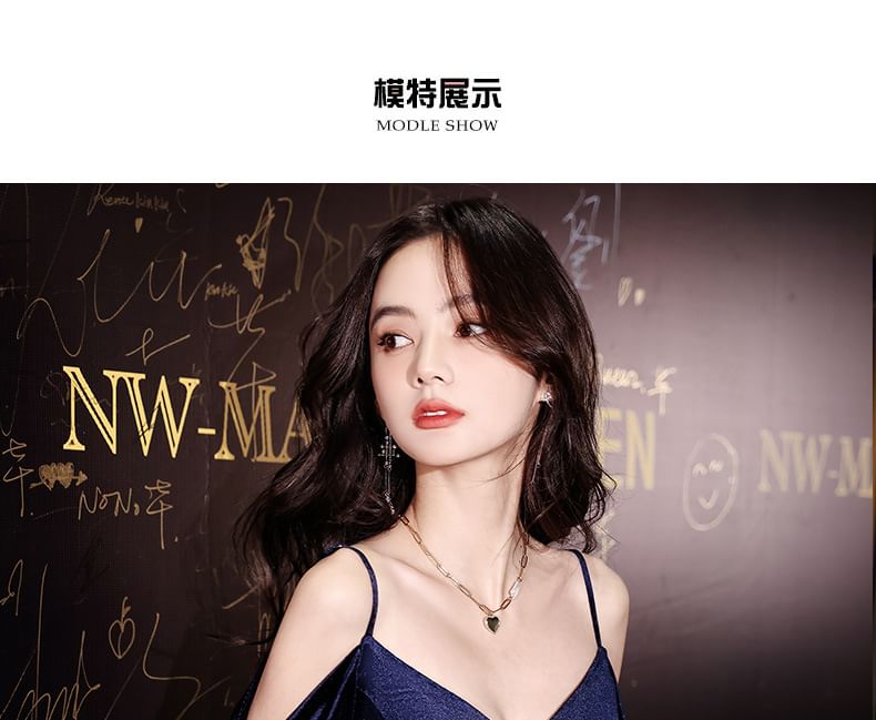 Gown Cold-Shoulder Sequin Side-Slit Evening Trumpet