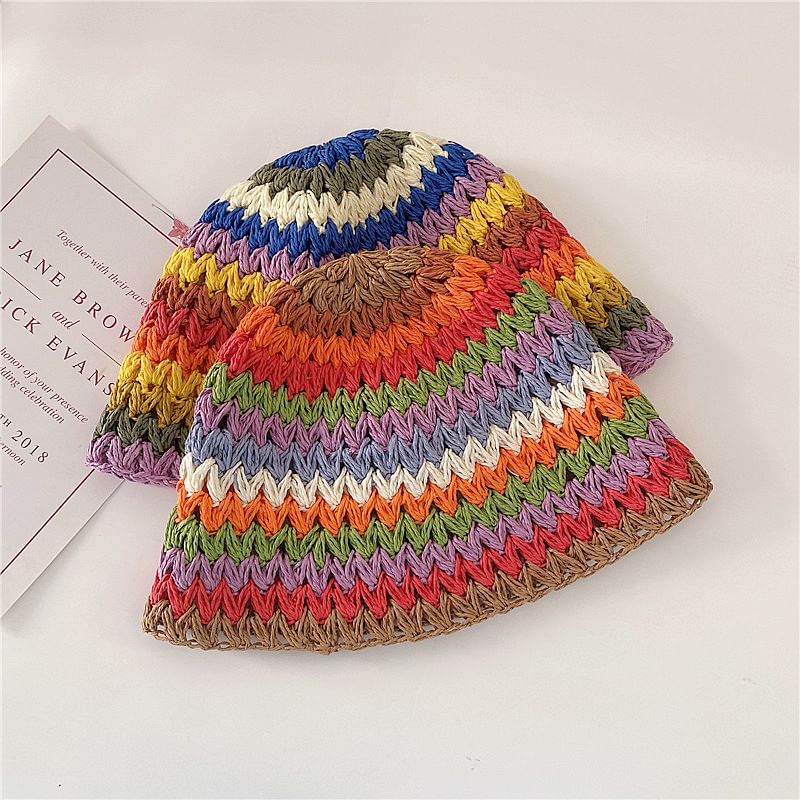 Rainbow Stripe Cloche Hat