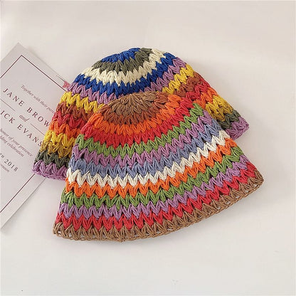 Rainbow Stripe Cloche Hat