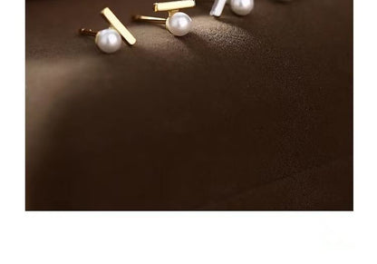 Faux Pearl Sterling Silver Bar Stud Earring