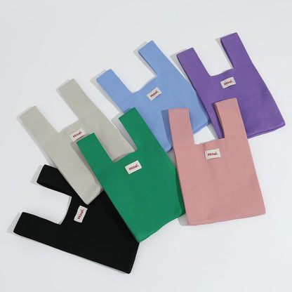 Lettering Applique Bag Knit Tote