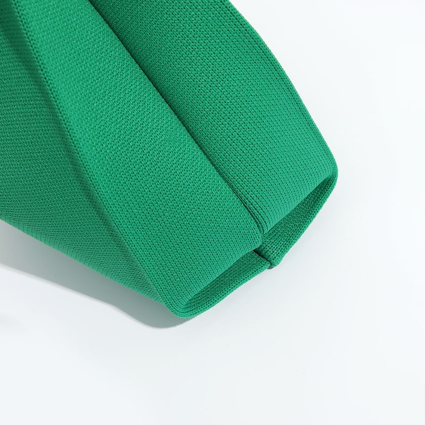 Lettering Applique Bag Knit Tote