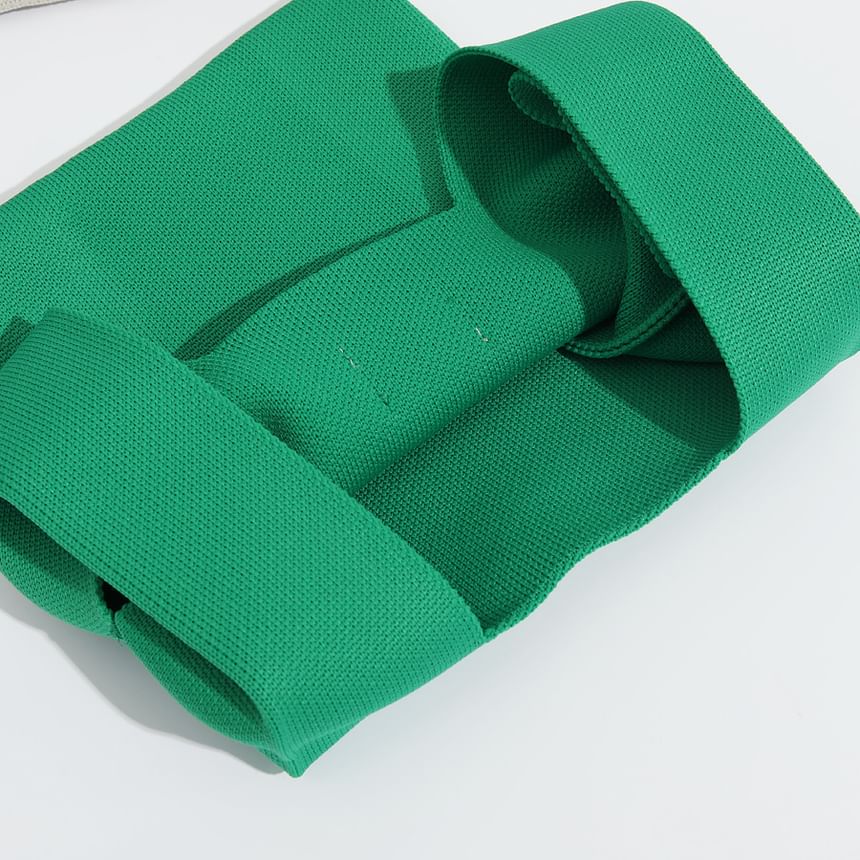 Lettering Applique Bag Knit Tote