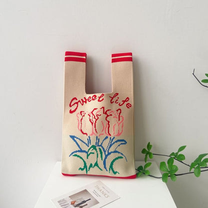 Knit Patterned Bag Tote