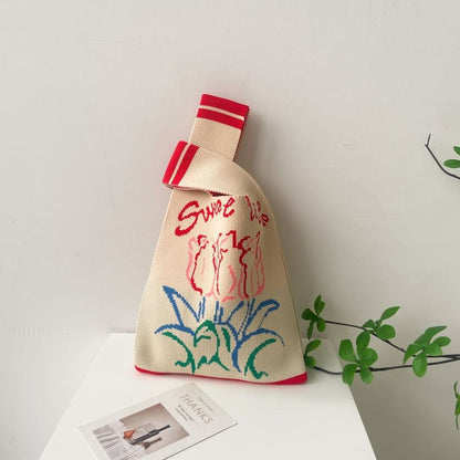 Knit Patterned Bag Tote