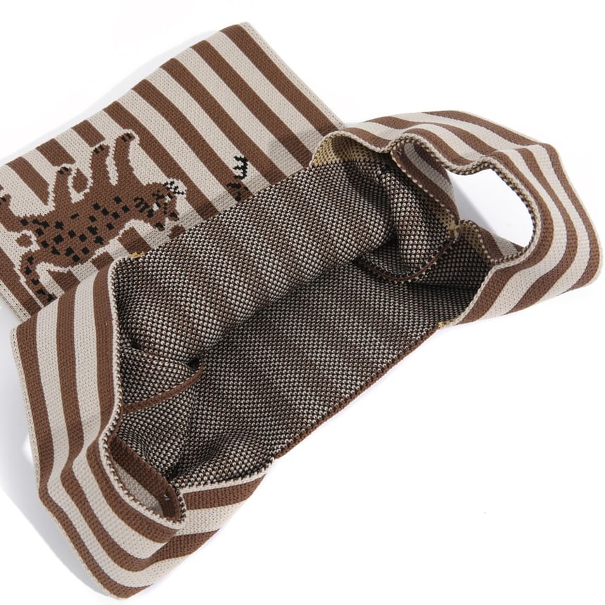 Cat Knit Tote Jacquard Bag