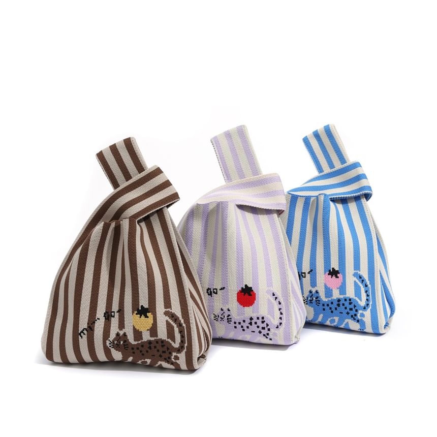 Cat Knit Tote Jacquard Bag