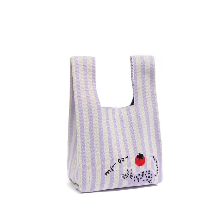 Cat Knit Tote Jacquard Bag