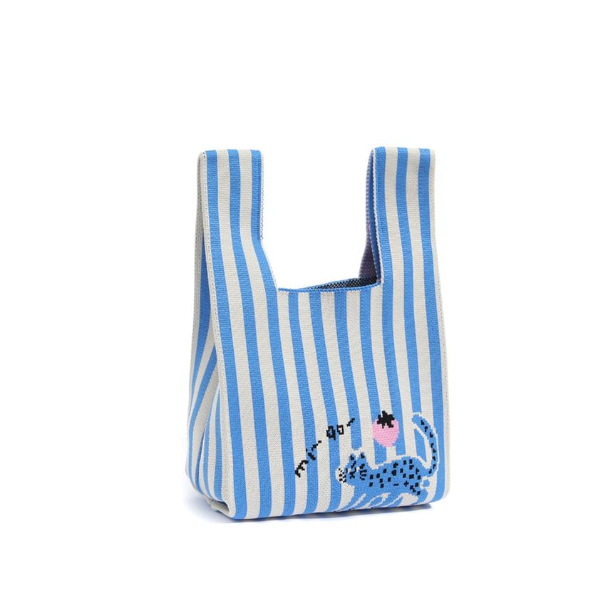 Cat Knit Tote Jacquard Bag