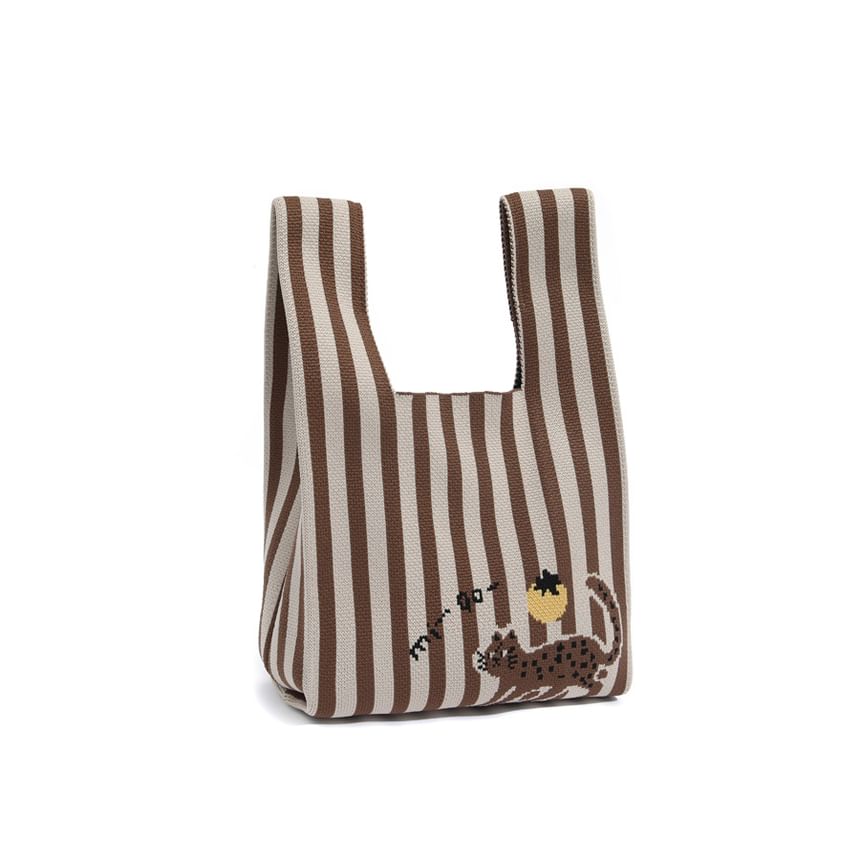 Cat Knit Tote Jacquard Bag