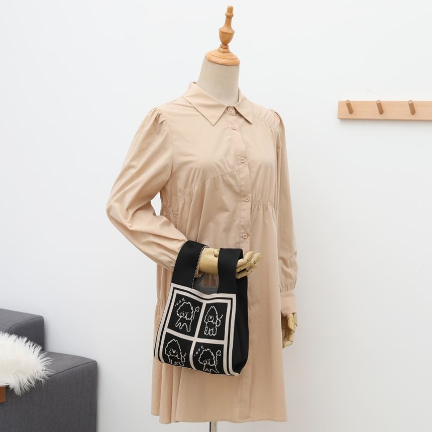 Jacquard Tote Bag Knit Dog