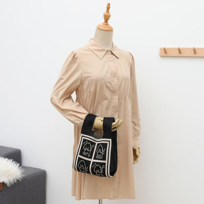 Jacquard Tote Bag Knit Dog