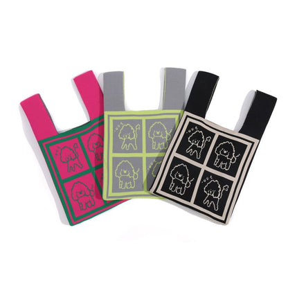 Jacquard Tote Bag Knit Dog