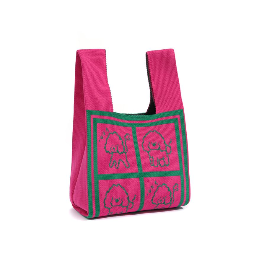 Jacquard Tote Bag Knit Dog
