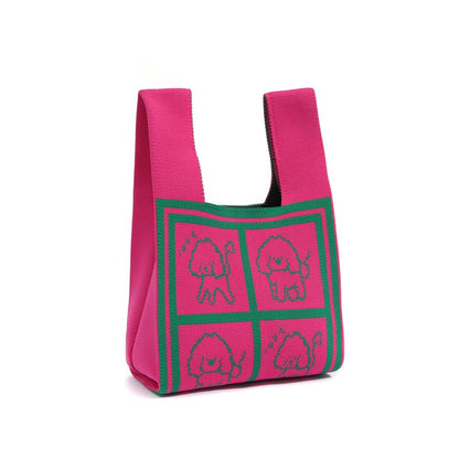 Jacquard Tote Bag Knit Dog