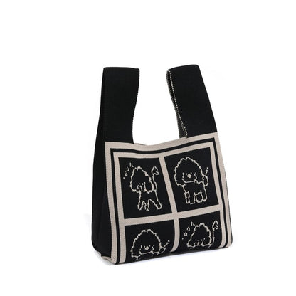 Jacquard Tote Bag Knit Dog