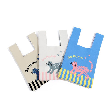 Bag Jacquard Cartoon Knit Tote