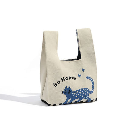 Bag Jacquard Cartoon Knit Tote