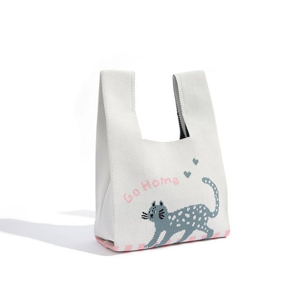 Bag Jacquard Cartoon Knit Tote