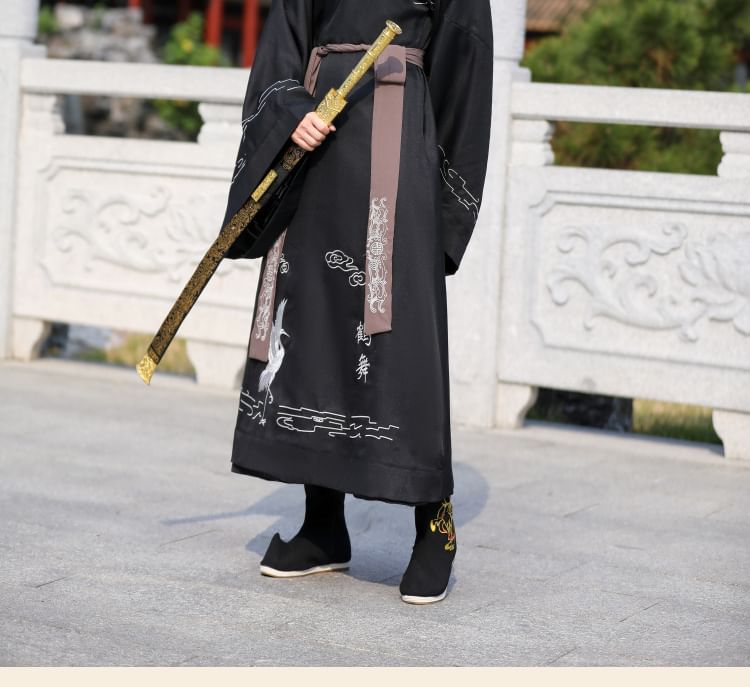 Crane Embroidered Hanfu Costume Set