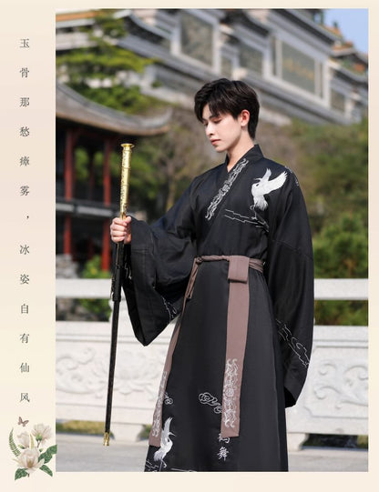 Crane Embroidered Hanfu Costume Set