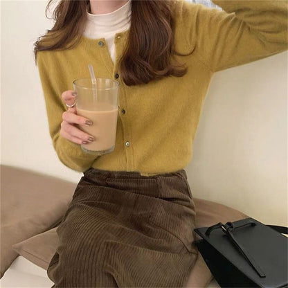 Plain Cardigan Button-Up