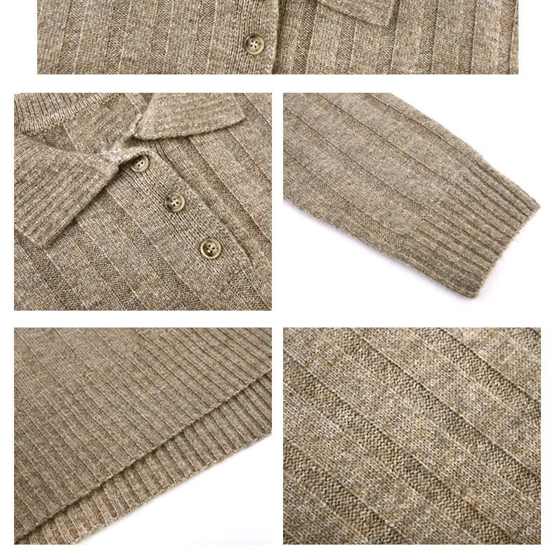 Dress Mini Sweater Plain Long-Sleeve Polo-Neck