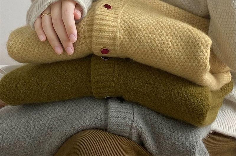 Button-Up Plain Cardigan