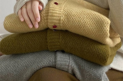 Button-Up Plain Cardigan