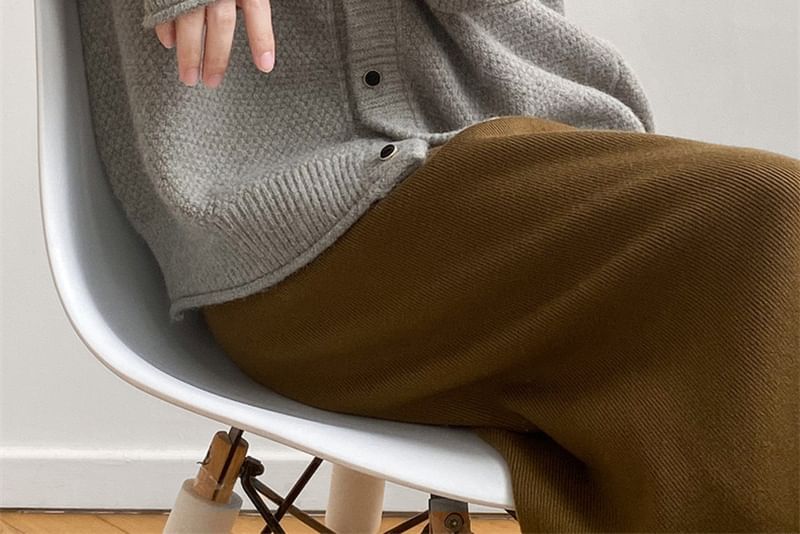 Button-Up Plain Cardigan