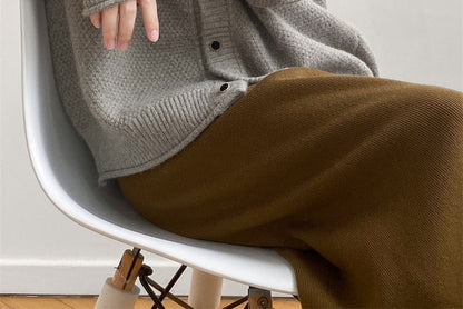 Button-Up Plain Cardigan