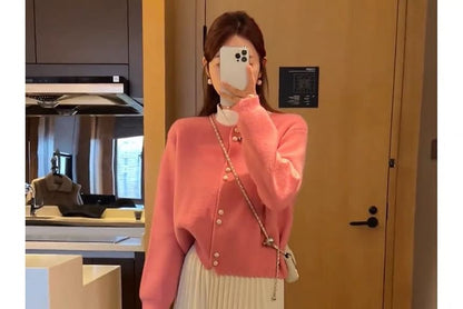 Pearl Plain Faux Buttoned Cardigan