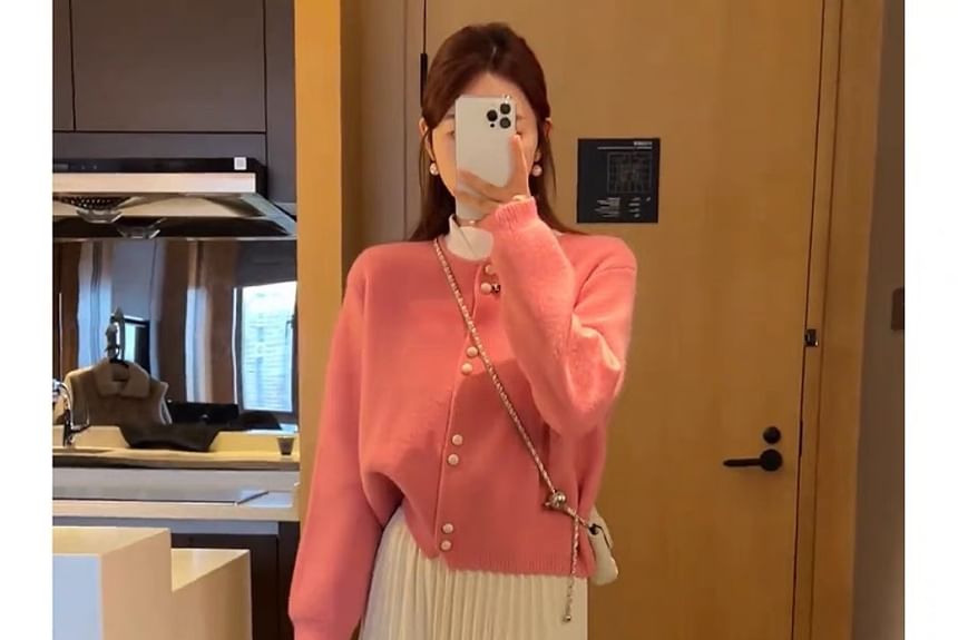 Pearl Plain Faux Buttoned Cardigan