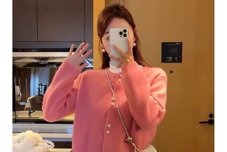 Pearl Plain Faux Buttoned Cardigan